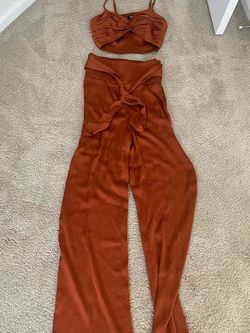 Express Orange Size 0 Tall Height Plunge Jersey Jumpsuit Dress on Queenly