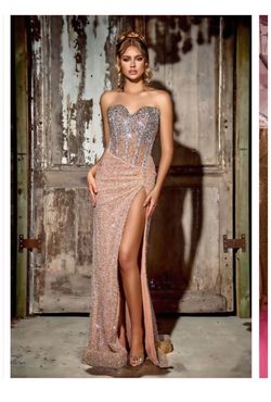 Style P524850C Portia and Scarlett Nude Size 8 Tall Height Strapless Floor Length Pageant P524850c Side slit Dress on Queenly