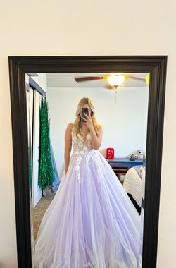 Jovani Purple Size 4 Tall Height Plunge Floor Length Pageant Ball gown on Queenly