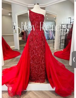 Sherri Hill Red Size 8 Floor Length One Shoulder A-line Dress on Queenly