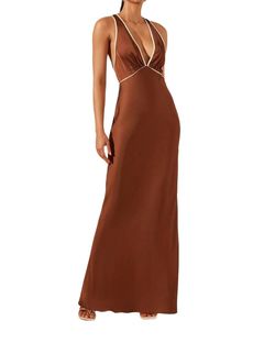 Style 1-1095159158-6255 Shona Joy Brown Size 2 Floor Length Straight Dress on Queenly