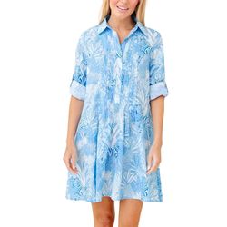 Style 1-1472668159-149 SHERIDAN FRENCH Blue Size 12 High Neck Print Cocktail Dress on Queenly