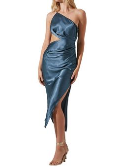 Style 1-1798665178-70 ASTR Blue Size 0 1-1798665178-70 One Shoulder Cocktail Dress on Queenly