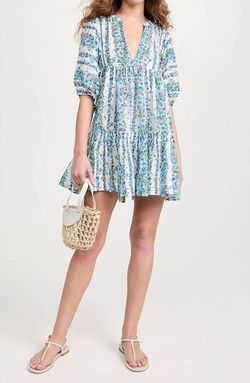 Style 1-1841142624-597 Poupette St Barth Green Size 4 Free Shipping Ruffles Print Cocktail Dress on Queenly