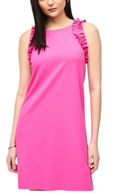 Style 1-1933182879-1901 Joseph Ribkoff Pink Size 6 Ruffles Spandex Mini Cocktail Dress on Queenly