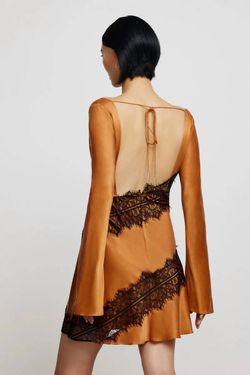 Style 1-1978738049-1901 SIGNIFICANT OTHER Brown Size 6 Mini Backless Flare Cocktail Dress on Queenly