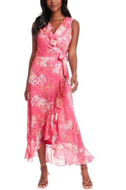 Style 1-2000949556-1901 LONDON TIMES Pink Size 6 Floral V Neck Cocktail Dress on Queenly