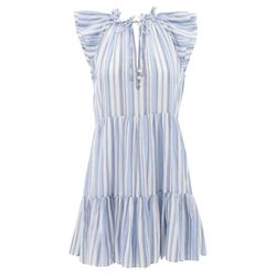 Style 1-2032239990-1498 Veronica Beard Blue Size 4 Keyhole Sorority High Neck Cocktail Dress on Queenly