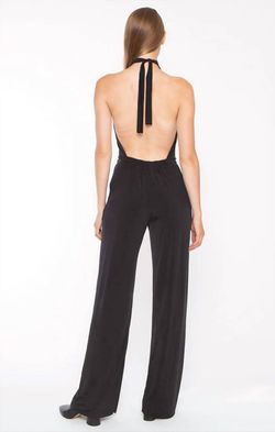 Style 1-2106300695-74 RIPLEY RADER Black Size 4 Free Shipping Tall Height Pockets Floor Length Halter Jumpsuit Dress on Queenly