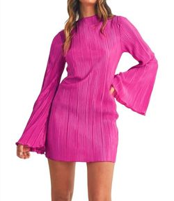 Style 1-2115333869-149 MABLE Pink Size 12 Spandex Bell Sleeves Sleeves Magenta Cocktail Dress on Queenly