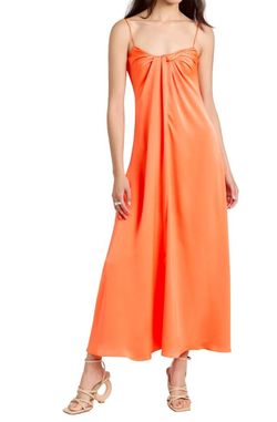 Style 1-2236085276-1498 Rosetta Getty Orange Size 4 Floor Length V Neck Straight Dress on Queenly