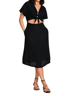 Style 1-2353770427-149 Vitamin A Black Tie Size 12 Pockets High Neck Cocktail Dress on Queenly