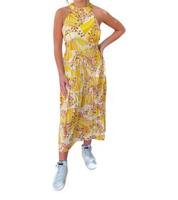 Style 1-2407388131-149 Flora Bea Yellow Size 12 Free Shipping Pockets Cocktail Dress on Queenly