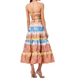 Style 1-2434895326-149 ALEXIS Brown Size 12 Backless Pattern Flare Cocktail Dress on Queenly