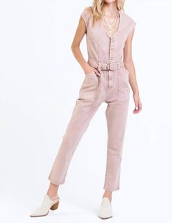 Style 1-260921732-149 DEAR JOHN DENIM Pink Size 12 Spandex Pockets Belt Plus Size Jumpsuit Dress on Queenly