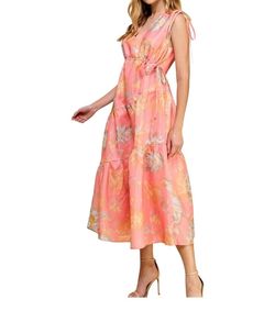 Style 1-2722430726-149 TCEC Pink Size 12 Print V Neck Cocktail Dress on Queenly