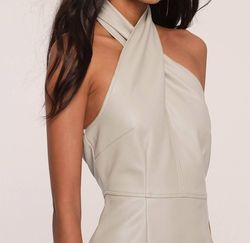 Style 1-2750997141-74 heartloom Gray Size 4 Mini Polyester Halter Sorority Cocktail Dress on Queenly