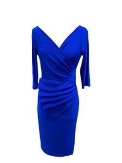 Style 1-281905895-238 Joseph Ribkoff Blue Size 12 Free Shipping Sleeves Cocktail Dress on Queenly