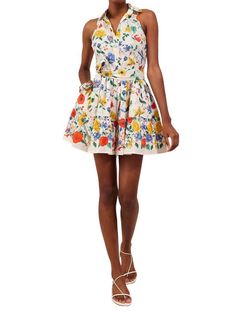 Style 1-2962226964-70 Cara Cara White Size 0 Free Shipping Pockets Print Cocktail Dress on Queenly