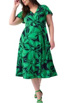 Style 1-3112235324-1498 Joseph Ribkoff Green Size 4 Polyester Spandex Floral Cocktail Dress on Queenly