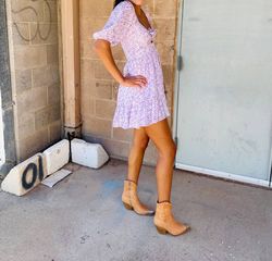 Style 1-3214250580-74 saltwater LUXE Purple Size 4 Mini Summer Sleeves Sorority Cocktail Dress on Queenly