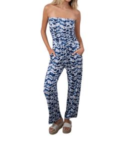 Style 1-3220481030-892 Veronica M Blue Size 8 Strapless Pockets Jumpsuit Dress on Queenly