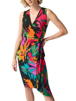 Style 1-3388173062-1901 Joseph Ribkoff Black Size 6 Polyester Pattern Spandex Cocktail Dress on Queenly