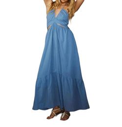 Style 1-3508575007-70 Sundry Blue Size 0 Halter Military Floor Length Straight Dress on Queenly