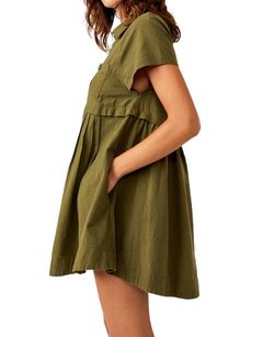 Style 1-3508832018-149 Free People Green Size 12 Pockets Mini High Neck Cocktail Dress on Queenly