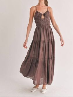 Style 1-3675903093-149 SAGE THE LABEL Brown Size 12 Plus Size A-line V Neck Straight Dress on Queenly