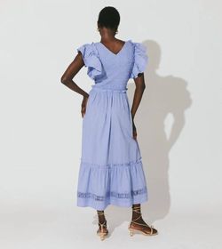 Style 1-3730221081-149 Cleobella Blue Size 12 Tall Height Fitted Mini Pockets Cocktail Dress on Queenly