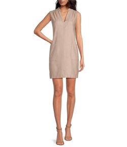 Style 1-3775231030-1498 Trina Turk Nude Size 4 Sorority Rush Mini V Neck Cocktail Dress on Queenly