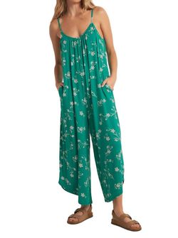 Style 1-4008827776-74 Z Supply Green Size 4 Pockets Spandex Jumpsuit Dress on Queenly