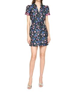 Style 1-4043138006-892 CHRISTY LYNN Black Size 8 Sorority Summer Floral Belt Cocktail Dress on Queenly