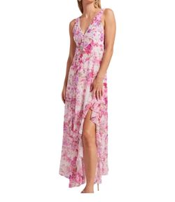 Style 1-4227148900-74 Generation Love Pink Size 4 Floral V Neck 1-4227148900-74 Straight Dress on Queenly