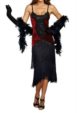 Style 1-543157116-1691 InCharacter Costumes Red Size 16 Sequined Jersey Fringe Burgundy Cocktail Dress on Queenly