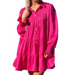 Style 1-964382141-149 Peach Love Hot Pink Size 12 Long Sleeve Free Shipping Mini Barbiecore Cocktail Dress on Queenly