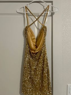 Primavera Gold Size 4 Jersey Mini Sequined 70 Off Cocktail Dress on Queenly