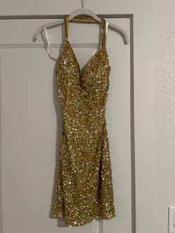 Primavera Gold Size 4 Jersey Mini Sequined 70 Off Cocktail Dress on Queenly