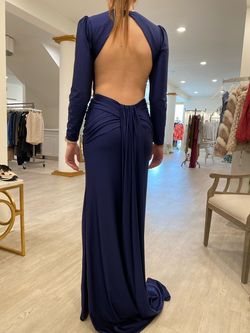 Sherri Hill Blue Size 6 Prom Jersey Train Dress on Queenly