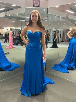 Sherri Hill Blue Size 6 Prom Strapless Floor Length Pageant A-line Dress on Queenly