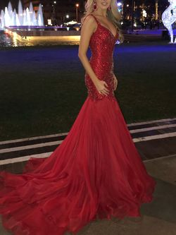 Sherri Hill Red Size 0 Floor Length Pageant Mermaid Dress on Queenly