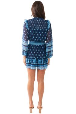 Style 1-1353953030-74 ALLISON NEW YORK Blue Size 4 Sleeves Mini Summer Cocktail Dress on Queenly