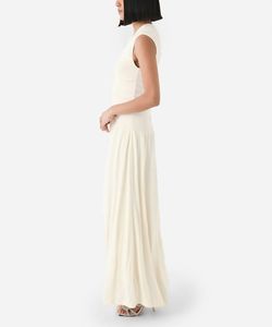 Style 1-1010846278-10126 ANNA QUAN White Size 8 Floor Length High Neck Straight Dress on Queenly