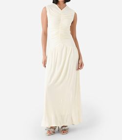 Style 1-1010846278-10126 ANNA QUAN White Size 8 Floor Length High Neck Straight Dress on Queenly