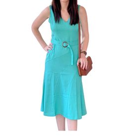 Style 1-2045339786-74 APRICOT Blue Size 4 Tall Height 1-2045339786-74 Polyester Belt Cocktail Dress on Queenly