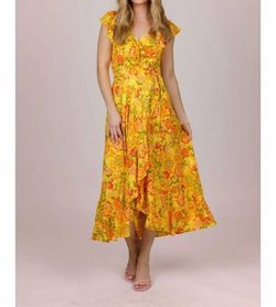 Style 1-1820016350-149 band of the free Yellow Size 12 Free Shipping Mini Ruffles Floral Cocktail Dress on Queenly