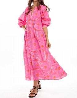 Style 1-1168235942-70 Bindu Pink Size 0 Barbiecore Floral Sleeves Straight Dress on Queenly