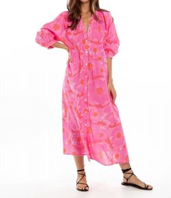 Style 1-1168235942-70 Bindu Pink Size 0 Barbiecore Floral Sleeves Straight Dress on Queenly