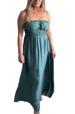 Style 1-2159697303-74 Blu Pepper Green Size 4 Polyester Teal Military Floor Length Straight Dress on Queenly